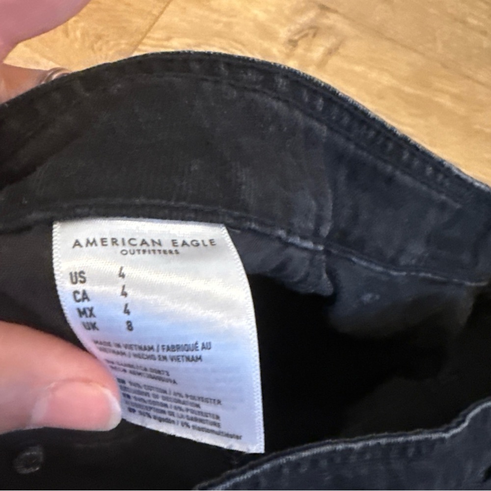 American Eagle Denim Skirt Womens Size 4 Black High Rise A-Line Button Up Y2K - Picture 5 of 6